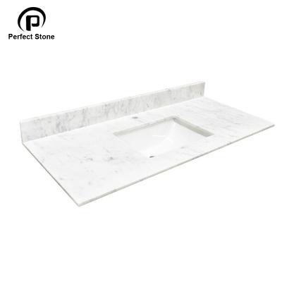 China Low Moq Carrara Modern White Vanity Top With Different Size for sale