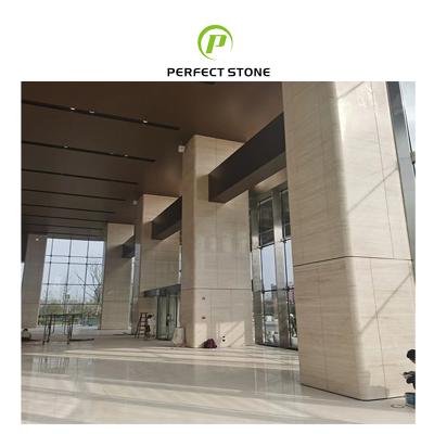 China Honed Travertine Stone Super White Travertine Slab Honed White Travertine For Project Use for sale