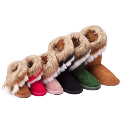 China Wholesale High Quality Anti-slippery Winter Women Kids Sheepskin Ladies Boots With Ribbon Fashion Short Fur Boots Snow Boots for sale