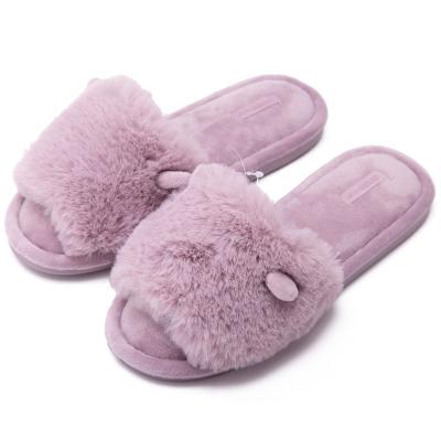 China Durable Women's Coral Velvet Soft Open Toe Bedroom Slippers Indoor Spa Slide Slipper Slip On for sale