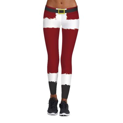 China Yoga Collection Women's Christmas Tight Plastic Print Pants Digital Custom Breathable High Stretch Nine-Minute Casual Sweatpants for sale