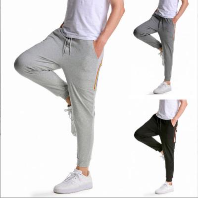 China Cheap Wholesale Breathable Plus Size Rainbow Ribbon Blocking Custom Drawstring Gym Men's Casual Joggers for sale