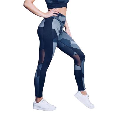 China Anti-UV Digital Mesh Splicing High Waist Hip Geometric Print Woman Yoga Pants Sports Pants for sale