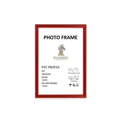 China Wamshin Plastic Red Frame 1.8 Mm 2.5mm Plastic Safety Glasses MDF Board Picture Photo Frame 13*18cm 10*15cm for sale