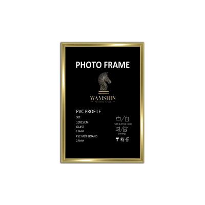 China Wamshin Gold Plastic Frame 1.8 Mm 2.5mm Safety Glasses MDF Board Plastic Picture Photo Frame 15*20cm 13*18cm for sale