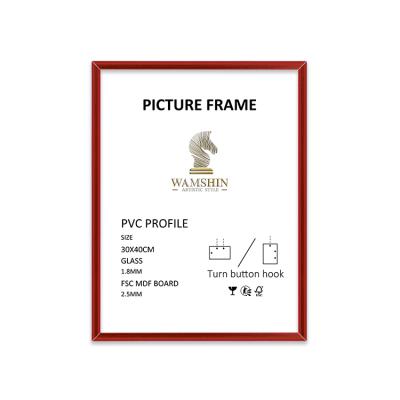 China Wamshin plastic 30*40cm red frame 1.8 mm 2.5mm safety glass MDF plastic board picture frame for sale