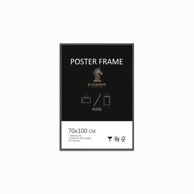 China Wamshin Black Plastic Plastic Frame 0.75mm/1.0mm PS Board 2.5mm MDF Board Picture Poster Frame 60*80cm 62*93cm for sale