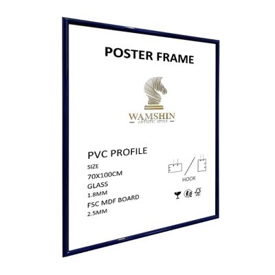 China Wamshin 60*80cm 70*100cm Blue Plastic Frame 0.75mm/1.0mm PS Board 2.5mm MDF Board Picture Poster Frame for sale