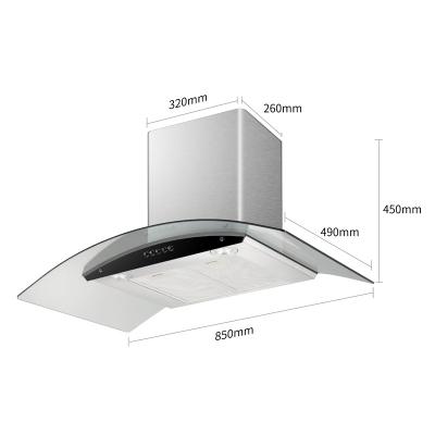 China Commercial Cooker 60cm Rangehood Stainless Steel Glass Panel for sale