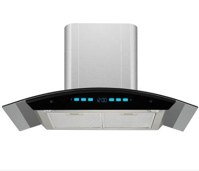 China Slimme roestvrijstalen glazen hoed met app-besturing Low Noise Kitchen Chimney Hood Te koop