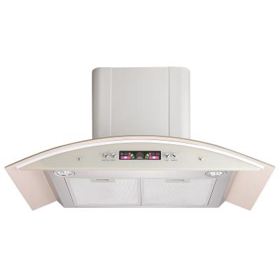 China Edelstahl Glasbogen-Küchen-Range Hood Geräuscharm Wandmontierte Schornstein-Hood zu verkaufen