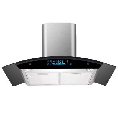 China Custom Ductless Arc Glass Chimney Hood Range 900 Cfm for sale