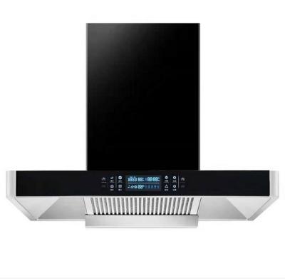 China Low Noise Electric T Shape Chimney Hood Glass Stainless Steel App Controlled 183W 220V for sale