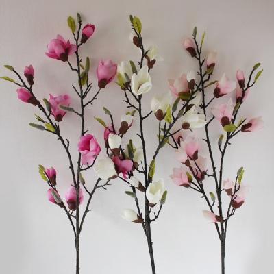 China Latest Design Artificial Flower Branch Long Stem Orchid Dancing Silk Magnolia Simulation Artificial Magnolia For Wedding for sale