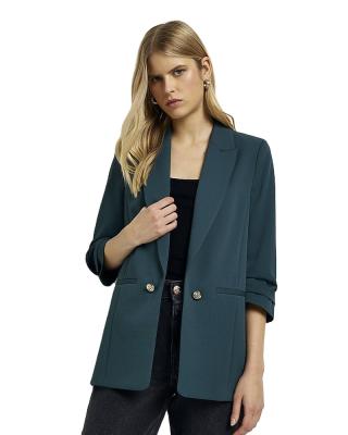 China 2023 Anti-wrinkle fashion women blazer spring and autumn style oversized green elegant coats casual blazer with pocket for sale