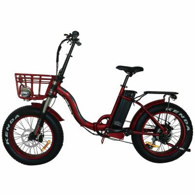 China Standard Folding Electric Bicycle Riding Bicycle Fat Bike Electric Outdoor Tire With Basket Lamp Full Suspension for sale