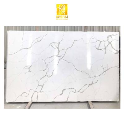 China Modern White Stone Slabs Quartz Slab BOTONSTONE Calacatta Artificial Quartz Stone For Bathroom Countertops for sale