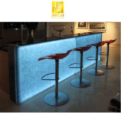 China BOTON Modern STONE Wholesales Customized Jade Glass Countertop Solid Surface Modern Design Commercial Club Bar Table Top for sale