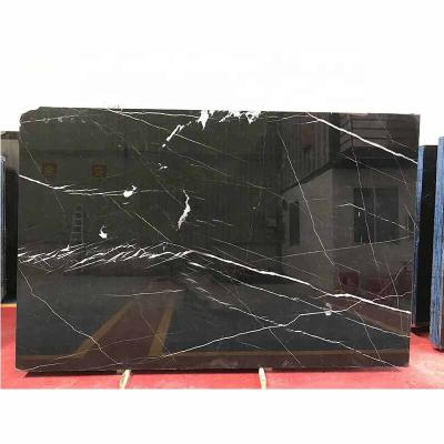 China Modern Chinese Natural Polished Black Marquina Nero Marble Slab for sale