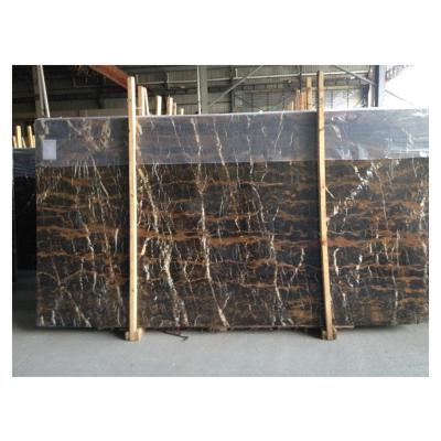 China Afghanistan Portopo Modern Marble Slab , Black And Gold Marble Tile 24x24 for sale