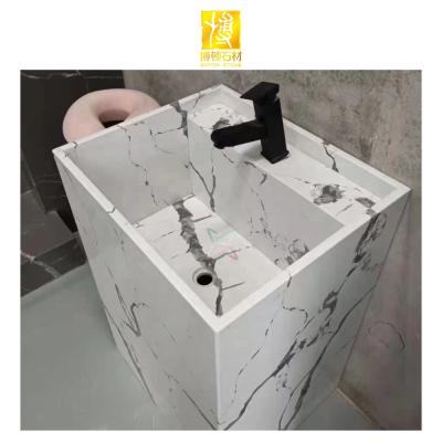 China Calacatta STONE STONE BOTON Bathroom Vanity Top Modern Solid Quartz Artificial Marble Countertops Outdoor Sink Bathroom Vanity Top for sale