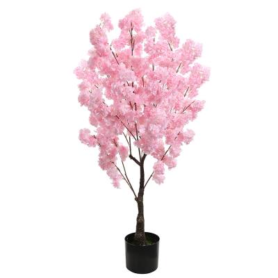 China Powder Simulated Decoration Simulation Pole 3 Fork Cherry Blossom 130cm Medium Environmentally Friendly Plant Living Room Green Plants Large for sale