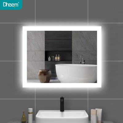 China DHEEM Modern Enlarging Bathroom Wall Hung LED Backlit Lighted Mirror With Demister for sale