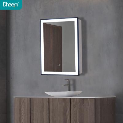 China DHEEM Modern Aluminum Body Frame Aluminum Tortor Led Mirror Cabinet For Bathroom for sale