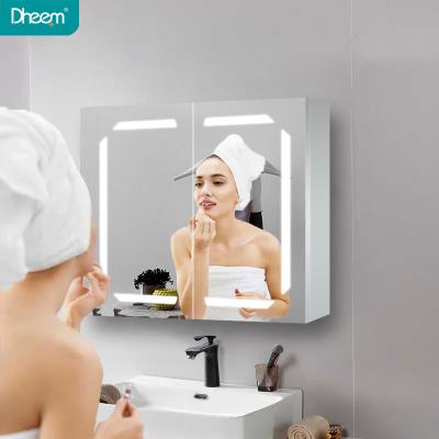 China Cheap Modern Factory Bathroom Mirror Cabinet Aluminum Medicine Cabinet With Lights for sale