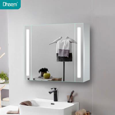 China Modern luxury aluminum bathroom cabinet with LED medicine cabinet bathroom mirror for sale