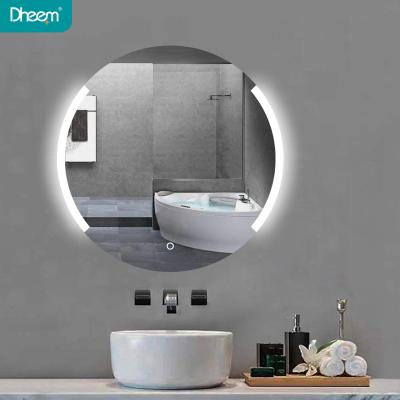 China DHEEM Luminous Round Led Mirror Touch Bathroom Mirror Led Espejos De Led Para Le Luz Scam for sale