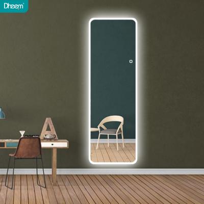 China DHEEM Modern Modern 2 Way Hanging Mirror Lighted Floor Shanding Large Full Length Full Size Mirror With Lights for sale