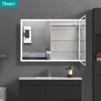 China DHEEM Modern Bathroom Lighted Medicine Cabinet LED Mirror Cabinet for sale