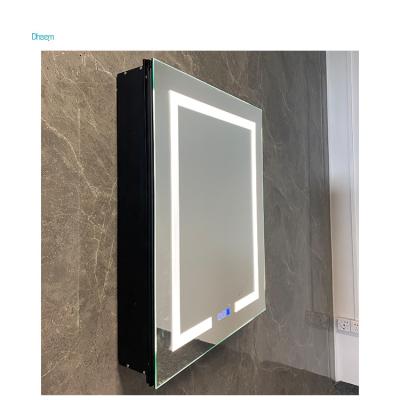 China Large Mirror Cabinet Modern Bathroom Furniture Hotel Bathroom Smart Led Single Door Mirror Cabinet With Storage for sale