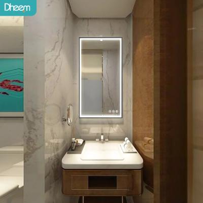 China Home Modern Aluminum Framed Bathroom Mirror Hotel Enlargement Light Luxury Rectangle Led Rectangle Led Mirror for sale