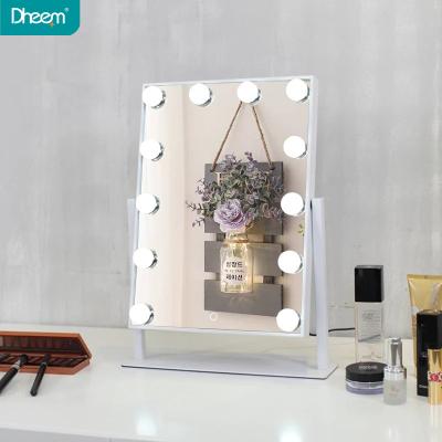 China DHEEM 2021 hollywood lighted custom table led lighted smart makeup vanity mirror for sale