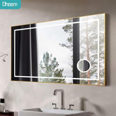 China Luminous Minimalist Nordic Style Led Bathroom Mirror High End Custom Smart Rectangle Led Magnifying Light Bathroom Mirror for sale