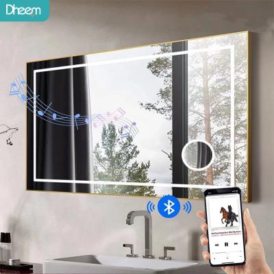 China Large Modern Room Bright Intelligent Frameless Illuminated Rectangle Led Magnifying Lighted Bath Mirror for sale