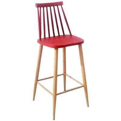 China Modern Modern Heat Transfer Look Leg PP Wood Plastic Bar Chair Hollow for sale