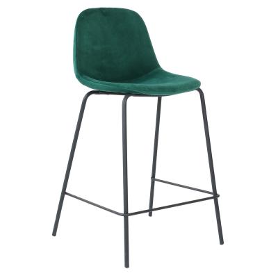 China Hot Sale Modern Black Powder Coating Steel Leg Small Fabric Seat Spoon Small Bar Chair for sale