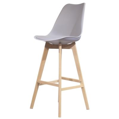 China Modern Modern PP Tulip Bar Stool Chair Wood Plastic Leg With Cushion for sale