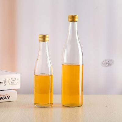 China 250ml 500ml Disposable Empty Juice Glass Bottle 250ml Soda Glass Beverage Bottles With Gold Silver Screw Cap for sale