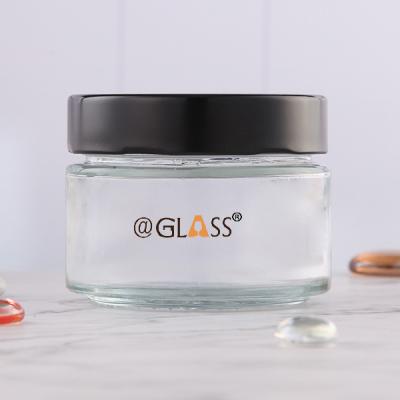 China Disposable Glass Jar 250ml Storage Container Chamber With Thick Hook Cap For Food Jam Honey Nuts for sale