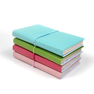 China Sweet/Exquisite Gift Four Colors Logo Printed Leather 2022 Planners And Custom Rainbow Edge PU Notebooks for sale