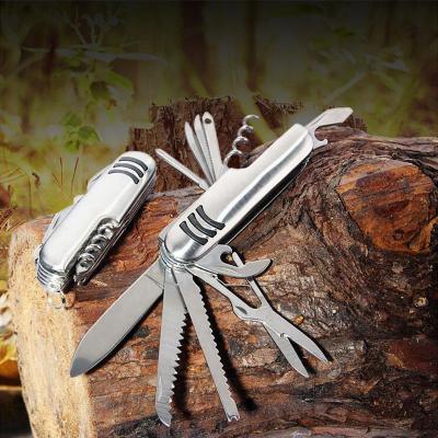 China Durable 11 in 1 Universal Stainless Steel Army EDC Gear Swiss Folding Knife Multitool Survive Pocket Outdoor Tool for sale