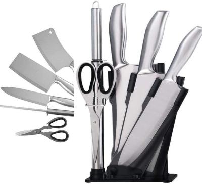 China Hot Salt Stored Seven Multi Functional 7 PCS Set Stainless Steel Kitchen Chef Knife With Stand Base Premium Heavy Duty Holder for sale