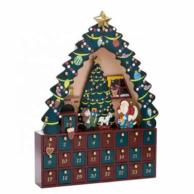 China Wholesale Luxury Empty Wooden Christmas Gift Box Christmas Ornament Fashion Blind Calendar for sale