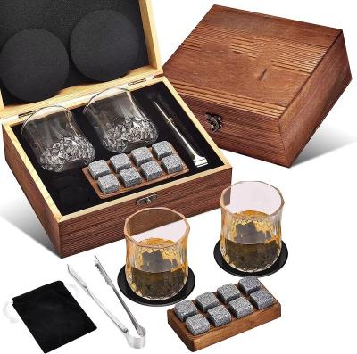 China Unique Set Whiskey Gift Box Stocked Decanter Set Whiskey Stones Whiskey Glass Custom Gift Set For Men Fathers Day for sale