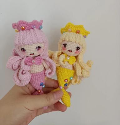 China Toy Wholesale Factory Direct Baby Crochet Soft Doll Handmade Knitted Amigurumi Mermaid Stuffed Toys for sale