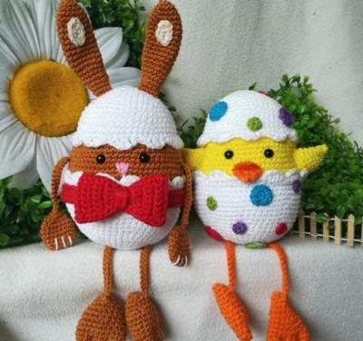 China More than 100 styles to choose 2022 baby gift crocheted Amigurumi toys egg stuffed handmade doll for Easter with toy inside for sale